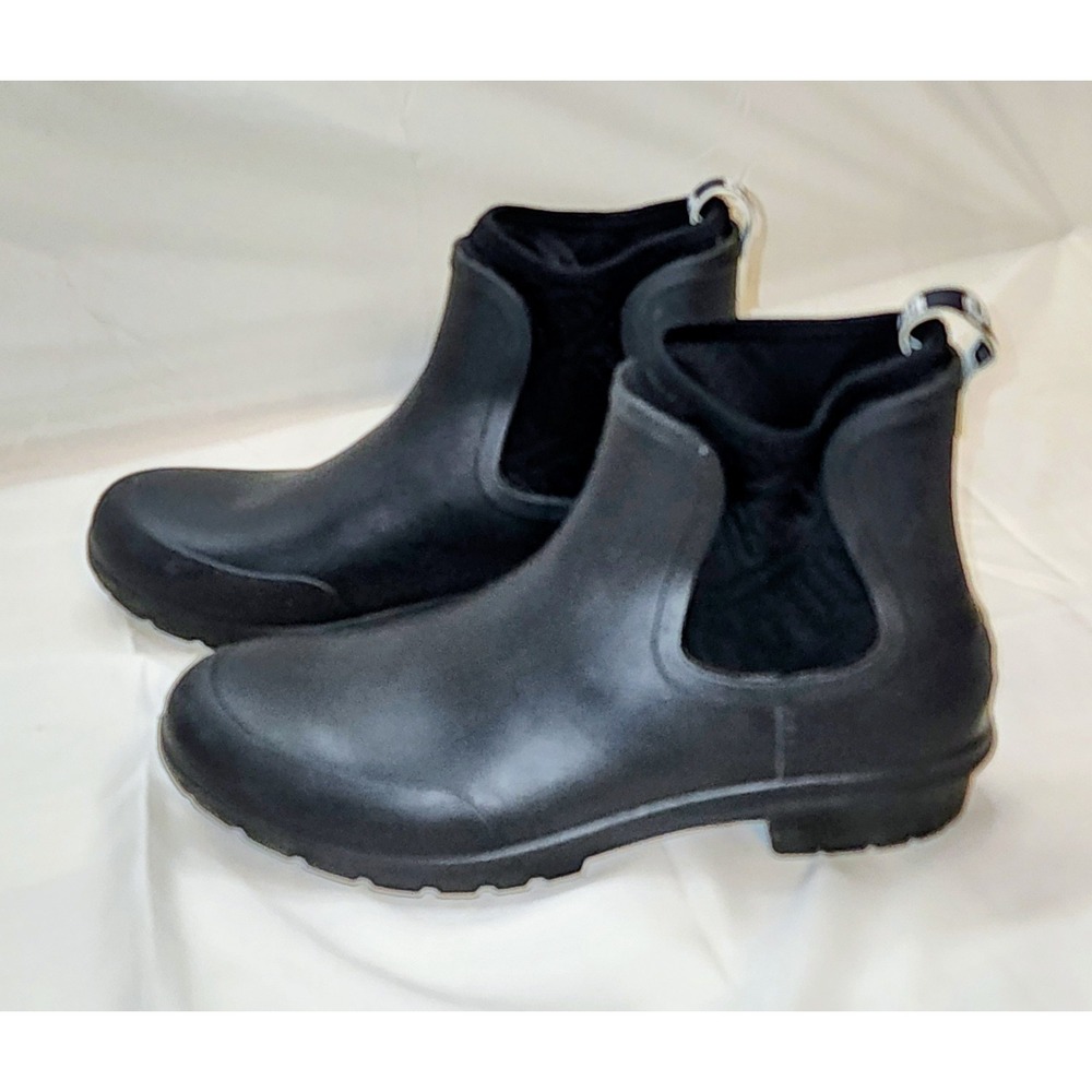 🌧 UGG Women's Chevonne Rain Boots Black Waterproof Ankle Boot Size 6 Nice!🔥